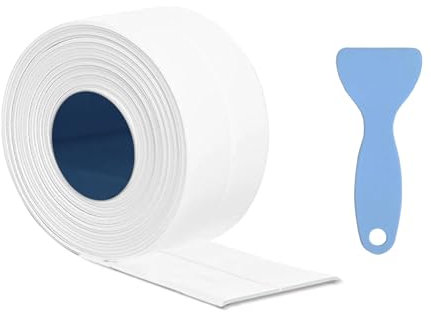 WELKIN Bath Sealant Strip | Strong Self Adhesive Pure White Caulk Tape | Waterproof Oilproof Mildewproof | Durable for Toilet, Bathtub, Kitchen, Shower, Wall Corner - DIY - 1 Tape x 38mm x 3.2m