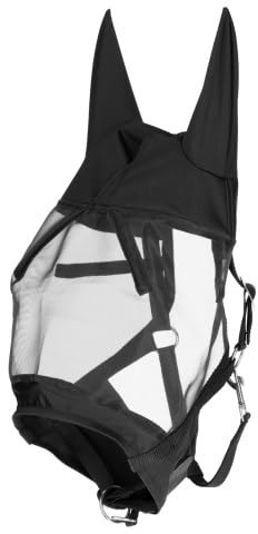 KERBL Halfter mit integrierter Fliegen- Schutzmaske Cob (Insektenmaske in Schwarz, 38 x 27 x 8 cm Fliegenhaube aus Lycra-Material) 3228237