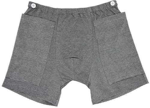 Katheterunterwäsche für Männer, Katheterhose mit 2 Taschen- und Fixierer gestreift, versteckte Nephrostomie -Beutelkleidung für ältere Menschen, Bauchoperation, kein Urinbeutel, L.