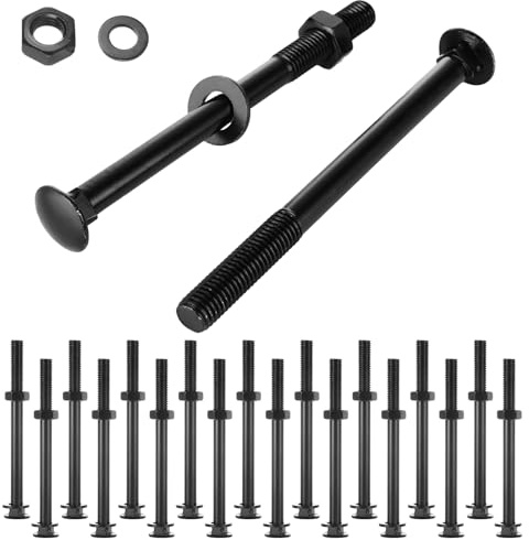 JMIATRY 20Set 1/2 x 6 Inch Black Carriage Bolt Kit Galvanized Carriage Bolt