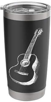 Classical Guitar Pencil Sketch Guitarist Rock Roll Stainless Steel Insulated Tumbler