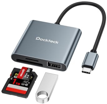 Dockteck SD Card Reader Adapter, 312MB/s SD4.0 Super Speed, USB3.1 SD/TF Card Reader, 3-Slot USBC to SD/Micro SD/USB A Memory Card Reader for UHS-Ⅱ-ⅠSD/Micro SD/SDHC/SDXC/MMC, with OTG for Plug&Play
