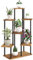 Outsunny 5 Tier Plant Stand Indoor Outdoor, Tiered Corner Steel Wood Plant Shelf for Multiple Plants, Tall Flower Stand Display Rack for Garden Patio Balcony Living Room, Carbonised Finish