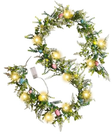 Corona de Huevo de Pascua, Coronas Decorativas de Pascua para Puerta Delantera, centros de Mesa de 75 Pulgadas, centros de Mesa de Flores Falsas, telón de Fondo Floral sintético para el hogar, Cocina