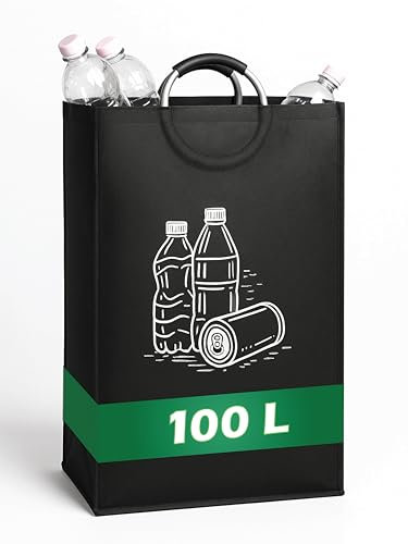 NRPLife Contenitore per bottiglie di pegno, 100 l, con serratura, due scomparti, impermeabile, portabottiglie, raccoglitore di pegni vuoto, borsa per bottiglie, rifiuti e riciclaggio