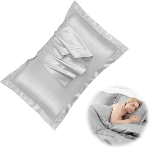 Set di 2 Federe in Seta per Cuscini Letto (50x80 cm) - Morbido e Setoso al tatto, Protezione per Capelli e Pelle, Chiusura a Busta - Eleganza e Comfort per Ogni Stagione