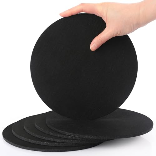 SOSMAR 6 Stück Groß Filzuntersetzer Filzunterlage für Töpfe, Gläser, Vasen und Schüsseln - Tischschoner Tischuntersetzer Schutzmatte aus Robustem Filz (Rund Ø 20cm/ Schwarz)