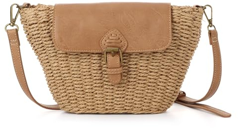 Ynport Crefreak Bolsa Cruzada de paja Boho para Mujer, Elegante Bolso de Hombro Tejido de Rafia Sintética para Playa Vacaciones y Verano