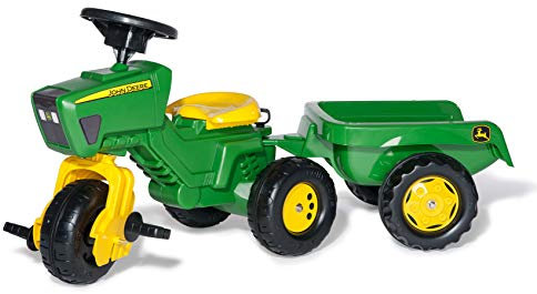 Rolly Toys Dreirad rollyTrike John Deere mit Anhänger rollyKid Trailer (für Kinder von 2 ½ - 5 Jahren, Farbe Grün) 052769