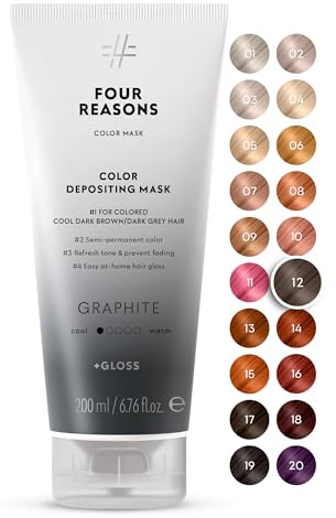 FOUR REASONS Color Mask, Graphite (27 Colors) – Hair Gloss & Color Depositing Conditioner – Semi Permanent Hair Toner for Color-Treated Hair Color For Women – Vegan & Cruelty-Free – 200 ml