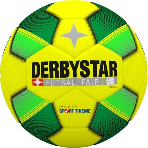 Derbystar Futsal FAIR I Fairtrade Hallenfußball, Futsalball I Ø ca. 22 cm I 420 g I Soft-PVC I Gelb-Grün