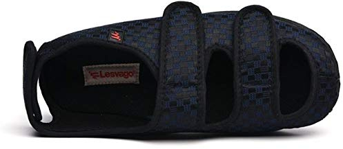 Nwarmsouth Scarpetta per Edema diabetico Larga,Sandali di eversione del Pollice gonfio del Piede, Scarpe Regolabili per anziani-41_ Blu Scuro,Pantofole diabetiche in Memory Foam