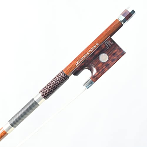 ARTIGIANO&VIOLIN Arco híbrido de fibra de carbono para violín con rana de madera de serpiente AW-401