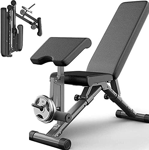 AMAZOM Bauch- Oder Beinfitnessgeräte Heimtrainer Hantelbank Mit Beinstrecker Und Beinbeuge, Faltbare Trainingsbank, Voll Einstellbares Gewicht