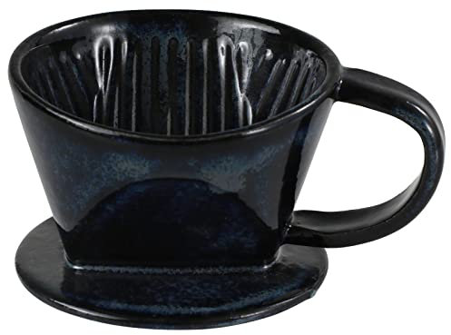 Asayu Japan Ceramic CoffeeDripper Pour Over Maker in Dark Navy Blue Made In Japan, Slow Brewing Paper Filter Holder and Dripper with 3 Holes for Hot Coffee and Tea - Coffee Dripper Cone