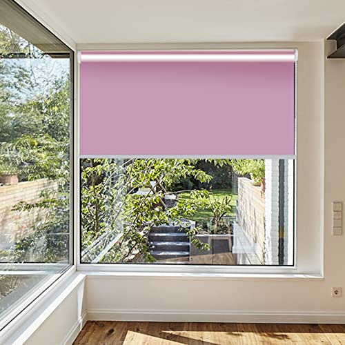 Estor Enrollable Cortina Plisada 95x280cm Anti-Ultravioleta, Anti-mirón,Blackout Estor Noche y Día Fácil de Instalar sin Herramientas para Ventanas de tejado, Rosa