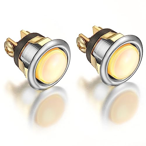 Dreyoo 2 Pack Lighted Doorbell Button Replacement, Silver, Yellow Light