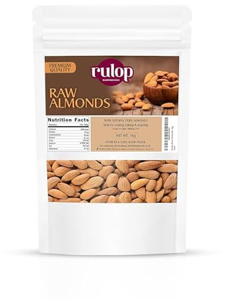 Rulop California Raw Almonds 1kg, Premium Vegan Almonds Packed in a Resealable Pouch to Maintain Freshness