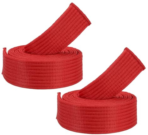 PATIKIL Taekwondo Colored Ranking Belts, 2 Pack 1.6 x5.3FT Polyester Martial Arts Colored Ranking Belt for Coach Teaching Practice, Red