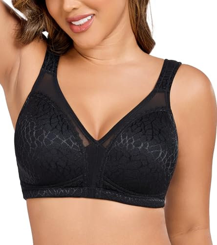 Curyon Plus Size Everyday Bras for Women Minimizer Full CoveraFe Non Padded Wirefree Black 36E