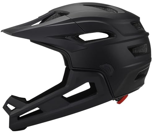 MTB-hjälm, helansikte, cykelhjälm med avtagbar hakhållare och visir, justerbar unisex svart downhill-cykelhjälm för utomhuscykling