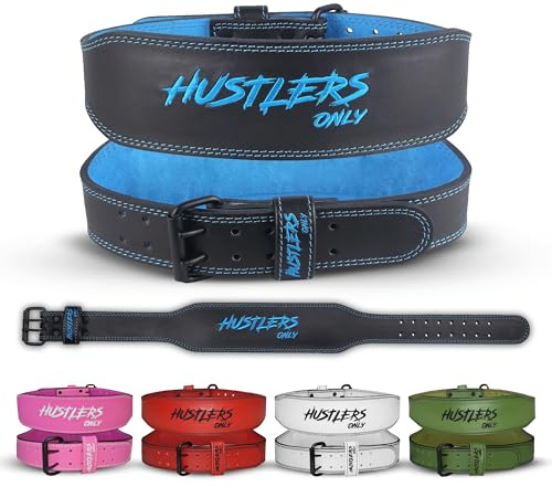 HUSTLERS ONLY tyngdlyftningsbälte för män och kvinnor – 7 mm tjockt syntetiskt läder gymbälte 10 cm vadderat ryggstöd – viktbälte för lyftning, kroppsbyggning, dödlyft, squat-träning (svart – L)
