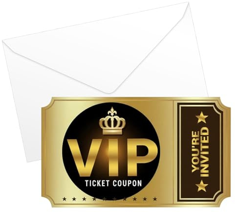 Hsrag 24Pcs VIP Party Invitations with Envelopes - Double-Sided Invitation Cards, Adult Party Invites for Birthdays, Baby Showers & Events