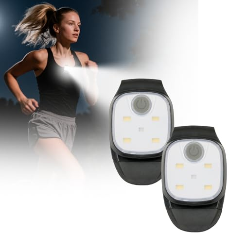 YAEGIMHT 2 Pack Clip On Torch, LED Running Lights Clip-on Lights for Runners, USB Rechargeable Night Running Chest Light Hands Free Flashlight for Runners Dog Walking Hiking Joggers (Style 2)