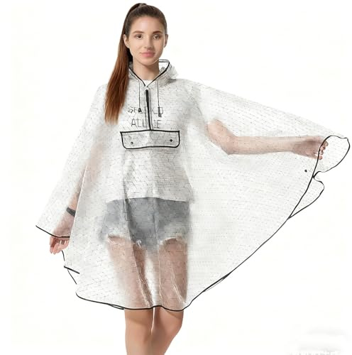 FIUTEKO Regenponcho, Wiederverwendbar Rain Poncho Eva Wiederverwendbarer Tragbarer Unisex-Regencape Regenjacken Wasserdich Regenmantel Regenschutz Regen für im Freien Camping Wandern Angeln