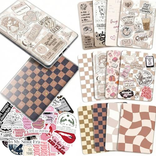 12 st E-läsare-insatser kartongpapper och 50 st scrapbook-klistermärken för genomskinliga fodral, 6,9 tum x 4,8 tum inlägg för baksidan av E-läsare för Paper White 11:e–12:e generationen