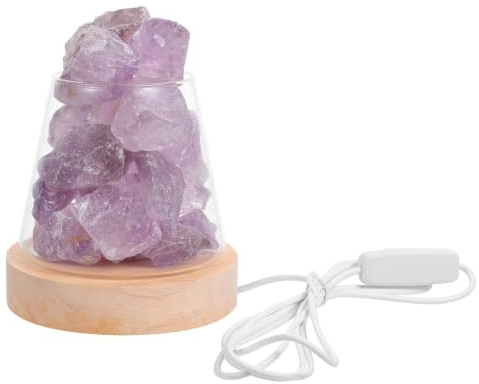 AKOOSY Lámpara de Fragancia de Piedra de Cristal Púrpura para Baño y Estudio Función de Calentamiento de Aceite Aromático y Luz Nocturna Decorativa