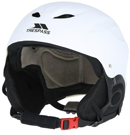 Trespass Unisex Ski Helmet Skyhigh - White/Black/Brown, Goggle Retainer, Removable Ear Pads, Quick Release Buckle, CE EN1077, Adjustable Fit, M/L, Lightweight ABS/EPS