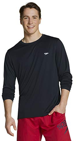 Speedo Men's Uv Swim Shirt Basic Easy Long Sleeve Regular Fit,Speedo Black,XX-Large