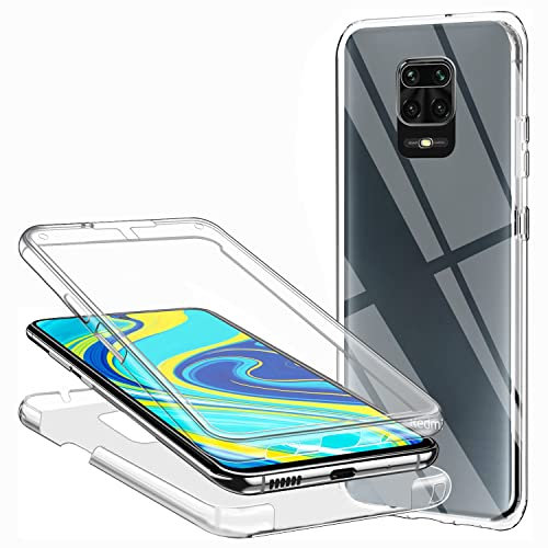 Carcasa para Xiaomi Redmi Note 9S / Redmi Note 9 Pro 360 Grados Protección, Transparente Suave y Delgada Funda de Silicona TPU Frontal y PC Trasera antigolpes antigolpes Bumper Full Body Funda Case