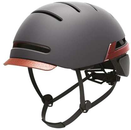 Urban Prime Urban Helmet, Casco con luci di direzione Unisex Adulto, Grigio Scuro, Taglia Unica