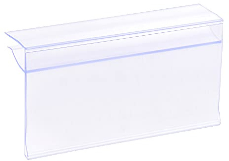 sourcing map Label Holder 80x42mm Clip on Shelf Clear Plastic for 4-8mm Glass Shelving, Pack of 20