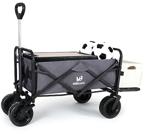 Whitsunday Collapsible Wagon with Tailgate for Camping Outdoor (Dark Grey, No Table)
