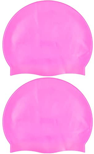 Newaner 2er-Pack Badekappe Silikon, Badekappen für Schwimmer Ohrenschutz, Ripstop-Beschichtung für Komfort und Rutschfestigkeit, Swimming Cap, Bademütze für langes Haar und für Damen, Herren（Rosa）