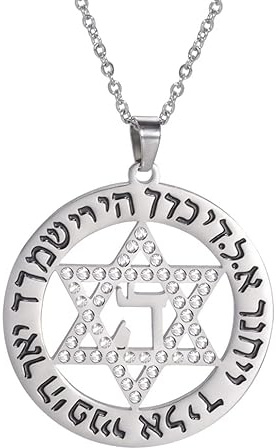 Collar de estrella de David para hombre hexagrama de cristal pentáculo judío símbolo de Israel colgante de acero inoxidable amuleto de estrella de seis punta de joyería No es una piedra preciosa