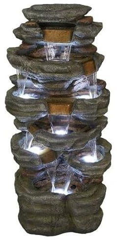 Cramlington Slate Multifalls Rock Effect Water Feature Mains Power With Water Tablets