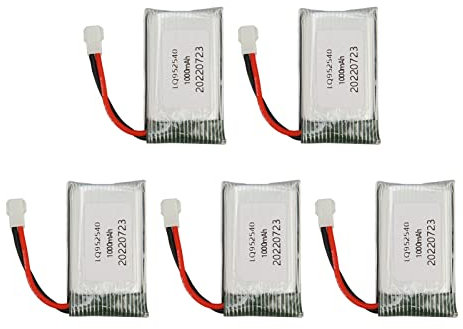 5 Stück 3,7 V 1000 MAh RC Drohne Akku für Syma X5 X5C X5SC X5SW TK M68 CX 30 K60 905 V931 RC Quadrocopter Drohne, 952540, Plug and Play.