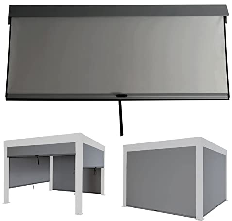Seitenwand für Pergola HWC-L46, Pavillon Rollo Ersatzseitenwand, Stoff/Textil sturmfest 3x3m - anthrazit