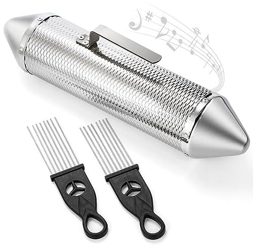 SOUJOY Guiro-Instrument, Edelstahl-Guiro-Shaker mit 2 Schabern, 38,1 x 7,6 cm, lateinisches Percussion-Instrument, professionelle Bandbegleitung, Sandhammer für musikalisches Training