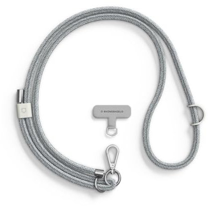 RhinoShield Geflochtenes Lanyard zum Umhängen | Verstellbare Länge, Schnallen zum Aufhängen von Zubehör wie z.B. Airpods, aus recycelten Materialien (Lanyard Adapter enthalten) - Silbergrau