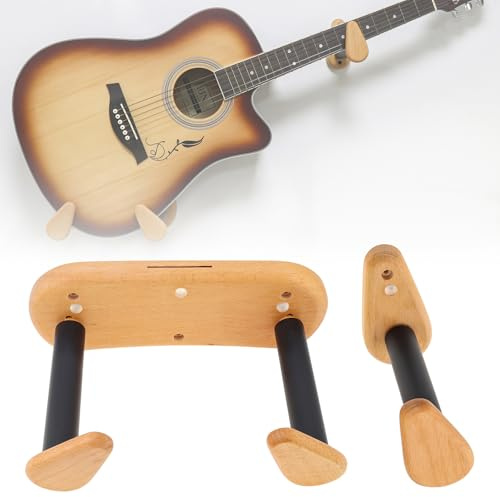 MuzcYM Solid Beech Wood Split Type Horizontal Guitar Guitre Hook pour guitare/basse/ukulélé/violon, support de guitare mural mural