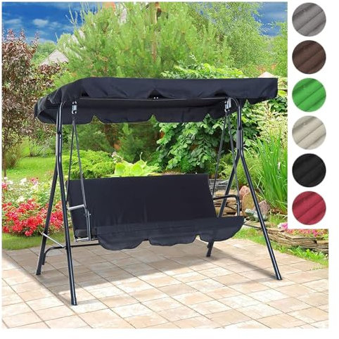TYBEITAO Tela Oxford Recubierta De Plata 600D Toldo Balancin De Jardin Resistente ai Viento Y ai Desgarro Toldo Columpios Exteriores para Jardin,Black-195 * 125 * 15cm