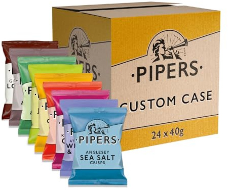 Pipers Crisps Custom 24x40g Pack Selection | Choose any 3 Flavours, Receive 8 Bags of Each Choice | 24 Bags Total