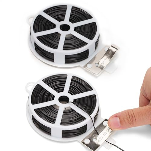 KINGLAKE - Alambre de hierro para jardín (100 m, color negro, con cortador, alambre plastificado suave, alambre trenzado para plantas, vinos, arbustos y flores)