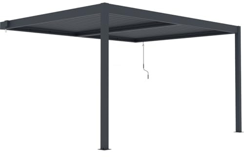 Pérgola adosada de aluminio Windsor - Gris antracita - 3 x 4 m
