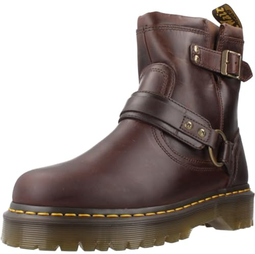 Dr. Martens Anistone Harness - Stivali da moto unisex per adulti, marrone scuro., 36/37 EU